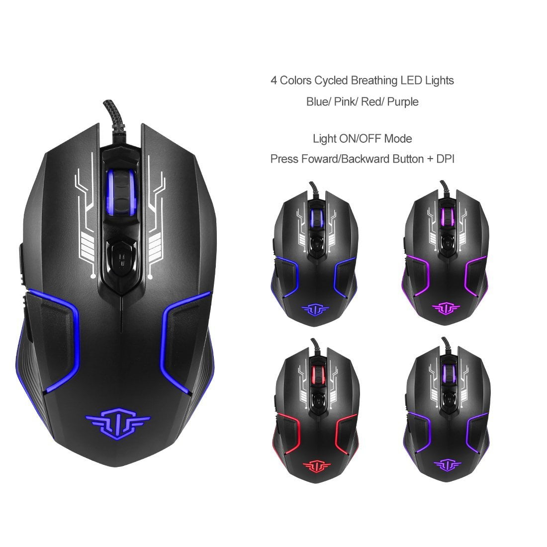 Mouse with 2400DPI QWERTY DE Layout Durable Mouse Pad BAKTH LED Backlit Backlit 7 Colors Brightness USB Waterproof Gaming Keyboard and Mouse Set