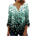 thumbnail image 2 of St. Patrick's Day AXXD Button Down Shirts for V-neck Printed Summer 3/4 Sleeves Womens Plus Graphic Tees Clearance Green 4, 2 of 5