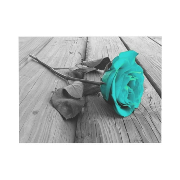 AEFER Teal Rose Flower Canvas Wall Art Modern Floral Decor For Living Room Bathroom Bedroom Home Decoration Unframe: 10x8inch(25x20cm)