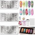 thumbnail image 4 of Set de 3 placas para estampar uñas con diseño de flores y hojas. Incluye plantilla para estampar uñas y raspador., 4 of 9