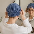 thumbnail image 4 of Toalla de microfibra para el cabello con moño, turbante absorbente para mujeres con cabello largo, grueso y rizado, ligero y de secado rápido, gris., 4 of 6