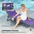 thumbnail image 5 of Outsunny Folding Chaise Lounge Chair Outdoor Tanning Chair with 5-Level Adjustable Back, Side Table, Pillow, Pocket for Yard, Beach, Pool, Purple, 5 of 9
