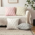 thumbnail image 4 of Pack of 2 Faux Wool Throw Pillow Covers 18x18 Inches Soft Couch Cushion Cover with Velvet Decorative Cushion Cover for Living Room, Bedroom,Car,Office (White), 4 of 14