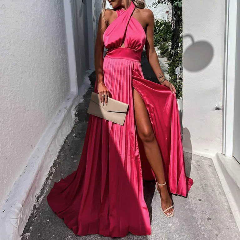 Hot pink linen clearance dress