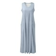 thumbnail image 4 of Jamsmile Womens Dress Summer Solid Color Sleeveless Elegant Loose Fit Casual Maxi Dresses With Pockets Daily Tshirts HolidaySundress, 4 of 5