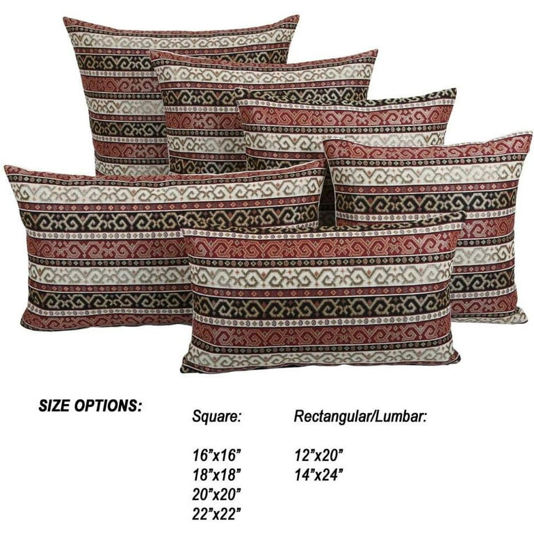 Boho Throw Pillow Covers Burgundy Red and Black Kilim 20 x 20 Inches Decorative Diwan Pillows Hippy Room Decor for Couch Bohemian Outdoor Case for Farmhouse Ethnic Shams Patio Walmart