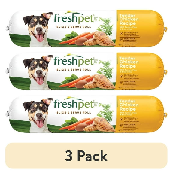 (3 pack) Freshpet Fresh Dog Food, Tender Chicken Recipe, Slice & Serve Roll, 1 lb.