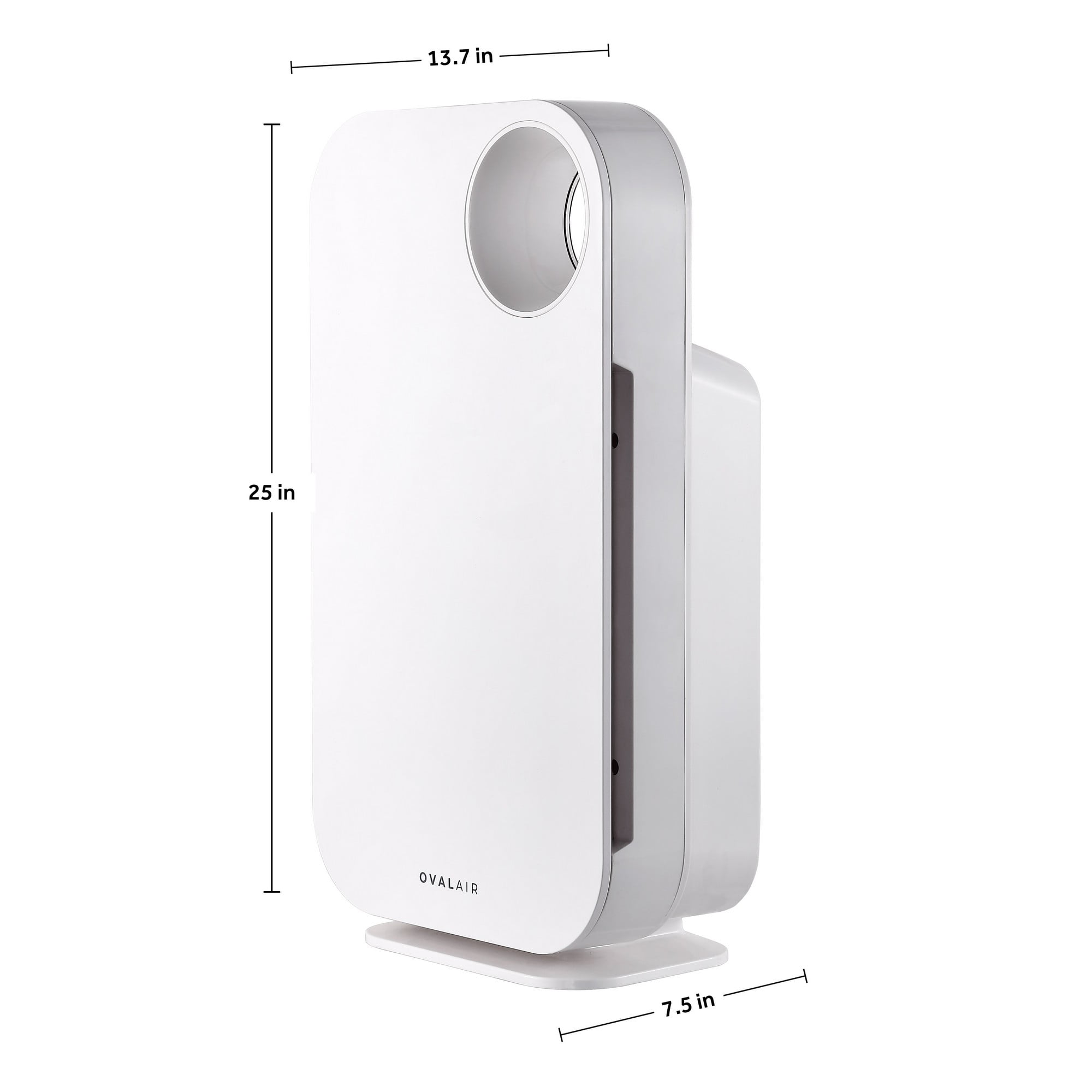 OVAL AIR 3-Stage H13 True HEPA 5-in-1 Air Purifier for Rooms up to 600 sq. ft. reduces Allergies, Asthma, Pets, Odor, Smoke, White, AIR1000A