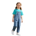 thumbnail image 5 of SONGGE Toddler Girls Denim Overalls Casual Loose Fit Jumpsuit With Tops Outfit Sets For Baby Solid Color Breathable Clothes Sets, 5 of 5