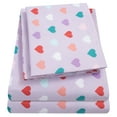 thumbnail image 4 of Kids Fun & Bright Printed Microfiber Sheet Sets, Ultra Soft Fitted Sheets with Straps - Hearts, Full Size, 4 of 5
