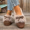 thumbnail image 5 of Xfvqtps Womens Fleece Lined Loafers Winter Flat Shoes Casual Comfortable Warm Bow Detail Slip on Everyday Wear Coffee, 5 of 9