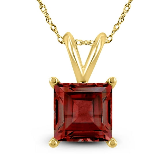 SZUL Women's 14K Yellow Gold 5MM Square Garnet Pendant