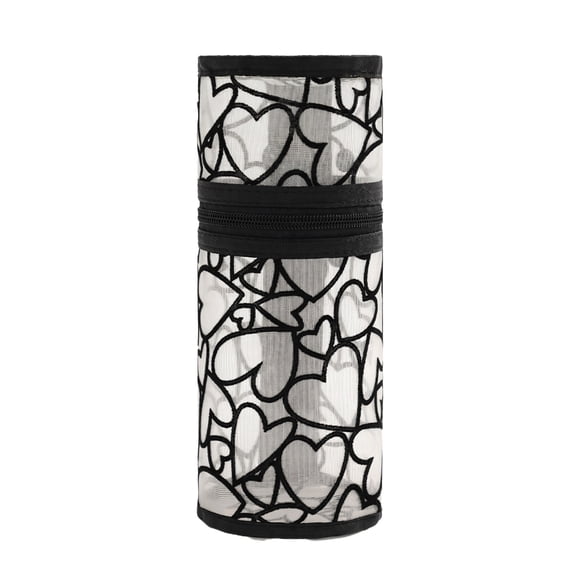 Mesh Cylindrical Storage Bag, Breathable Cosmetic Case for Makeup Brushes and Toiletries Portable Travel Pouch for Daily Use Professional Artist Organization, Black