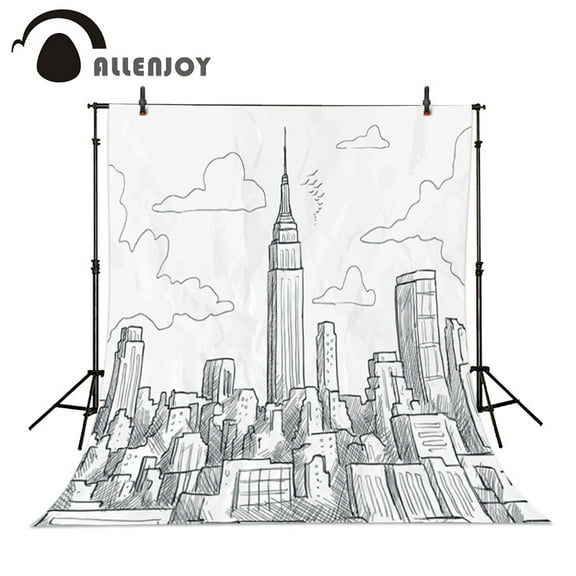 Allenjoy Sketchy new york skyline background photography studio vinyl Photography backdrops Computer printing