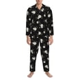 thumbnail image 3 of Picia Rose Flowers Pattern Men’s Long-Sleeve Sleepwear Set - Soft 2-Piece Loungewear with Pockets, Comfy PJs for Relaxing Nights-Large, 3 of 7