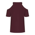 thumbnail image 5 of bnaln Summer T-Shirts for Women Sexy Cold Shoulder Tops Ladies Blouses Solid Color V Neck Short Sleeve Shirts Casual Dressy Blouse Loose Fit Tshirts Tunic Tops Tees Trendy Pullover, 5 of 5