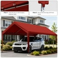 thumbnail image 6 of Pakunoda 12' X 20' Carport Canopy Replacement Cover, Portable Car Garage Shelter Party Top Tent with 34PC Ball Bungees, Red (Only Cover, Frame Not Included), 6 of 8