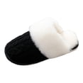 thumbnail image 2 of Women's Knit Cable Fuzzy Slippers Winter Warm Comfy Plush Lined Bedroom House Slides Shoes for Indoor and Outdoor, 2 of 9