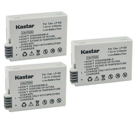 Kastar 3-Pack LP-E8 Battery Replacement for Canon EOS Rebel T2i EOS Rebel T3i EOS Rebel T4i EOS Rebel T5i EOS 550D EOS 600D EOS 650D EOS 700D EOS Kiss X4 EOS Kiss X5 EOS Kiss X6 Camera
