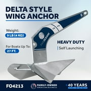 Five Oceans Delta Style Wing Boat Anchor, 9 Lb / 4 Kg Galvanized Steel Boat Anchors, Premium Series, for Pontoon, Fishing Boats, Bass Boats, Sport Boats, Sport yachts, Sailboats - FO4213