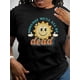 thumbnail image 1 of Camiseta informal de cuello redondo y manga corta para mujer con estampado de sol "Someday We'll All Be Dead", mezcla de algodón y elastano, ajuste cómodo, ideal para cualquier temporada., 1 of 6