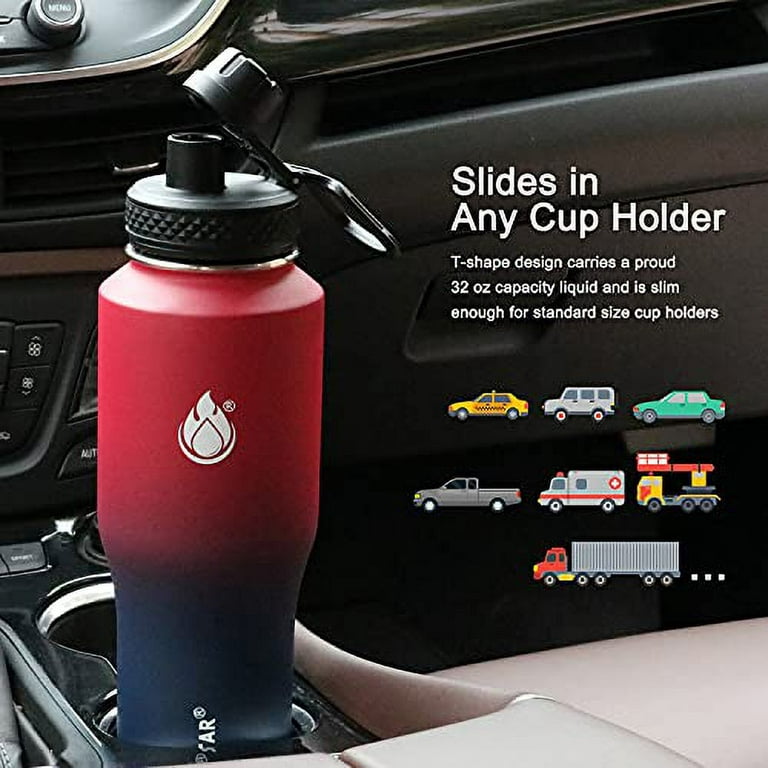 SENDESTAR Water Bottle 32oz,2 Lids(Straw lid),Wide Mouth Stainless Steel  Vacuum Insulated Double Wall Keep Liquids Cold or Hot All Day,Sweat Proof  Sport Design,Fit Car Cup Holder(Gray&Black) - Yahoo Shopping