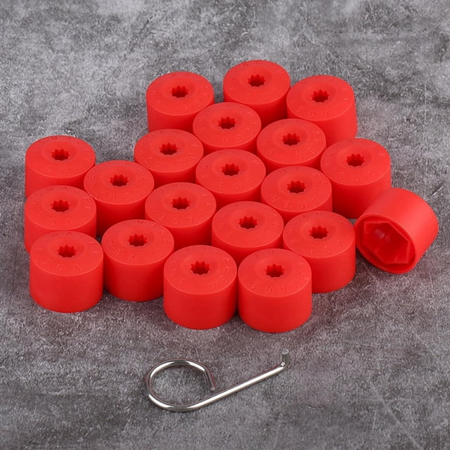 20 tapas para tuercas de rueda de 17 mm, cubierta de rueda de coche, protección antirrobo, cubierta protectora contra polvo (rojo) tapas de centro de rueda de golf, color rojo, caché crudo roge 17 mm Amonsee No