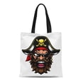 thumbnail image 1 of ASHLEIGH Canvas Tote Bag Face Cartoon Mean Tough Looking Pirate Sports Mascot Character Reusable Shoulder Grocery Shopping Bags Handbag, 1 of 1