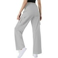 thumbnail image 4 of biudgviw Womens Wide Leg Cargo Pants Elastic High Waist Drawstring Quick Dry Trousers Loose Joggers Lightweight Pants with Pockets, 4 of 6
