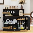 thumbnail image 4 of CBJCBJ 48“ Modern Wood Kitchen Pantry Cabinet with Coffee Bar, Drawer & Microwave Stand,Black, 4 of 11