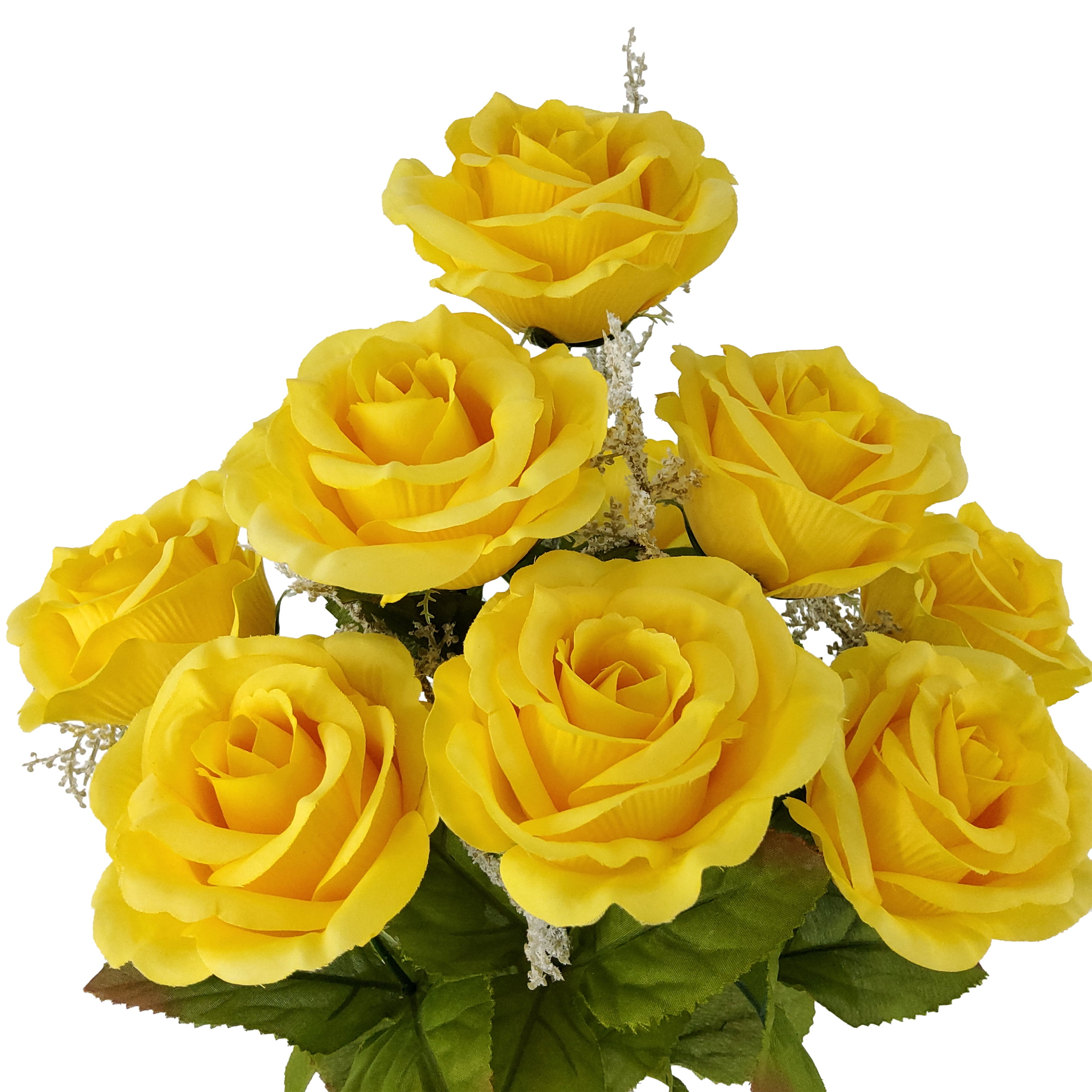 (2 pack) Mainstays 17.5 in Indoor Artificial Rose Bush, Yellow Color.