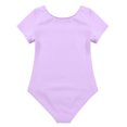 thumbnail image 3 of Alvivi Girls Team Basic Short Sleeve Gymnastic Leotard with Chiffon Wrap Skirt Ballet Dance Dress Ballroom Dancing Outfit Lavender 12-14, 3 of 7