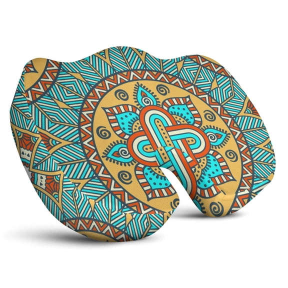 Premium Mandala Pattern Memory Foam Seat Cushion Ergonomic Chair Pad for Office Chair, Car, Airplane & Bleachers Sciatica, Tailbone Hip & Back Pain Relief - Chair Cushion for Long Office Workers.