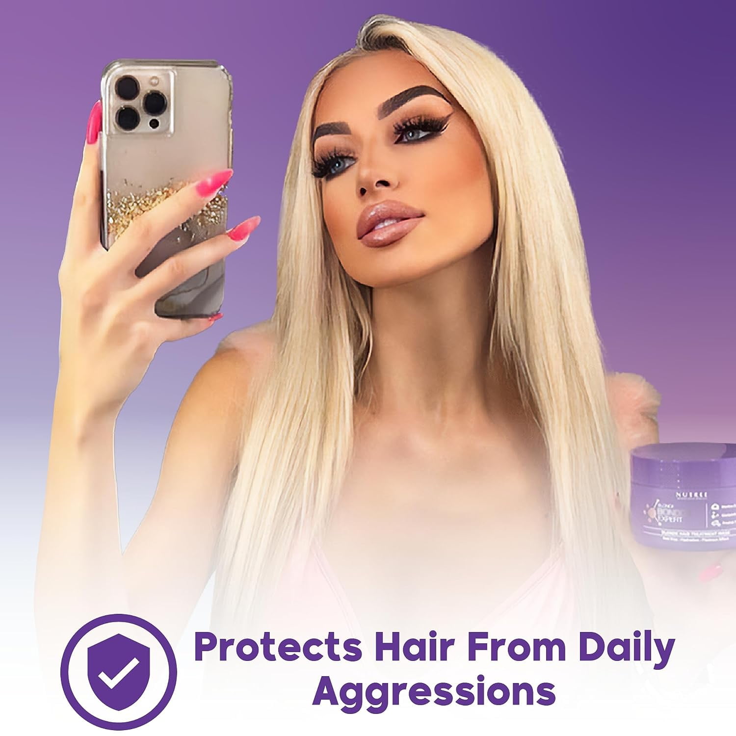 Blonde Bondox Hair Treatment 8.8 oz, Hair Mask for All Hair Types - Formaldehyde-Free & Cruelty-Free - Results for up to 1-3 months - Marine Collagen & Almond Oil - Moisturizer Thermal Mask
