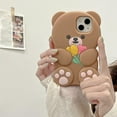 thumbnail image 4 of Case for iPhone X/XS Case Funny Phone Case Cute iPhone Case Flower Teddy Bear Kawaii Creative Soft Rubber Bumper Shockproof Cover Protective Case Cover for Women Girls Brown, 4 of 14