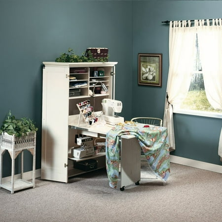 Sauder Harbor View Craft Armoire, Antiqued White (Box 2 of 2)