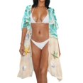 thumbnail image 4 of SCRAWLGOD Beach Turtle Starfish Print Kimono Swimsuit Coverup Loose Breathable Swimsuit Cover Up Lightweight Bathing Suit Cover Up for Women, 4 of 6