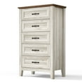 thumbnail image 6 of LINSY HOME Dresser for Bedroom, 5 Drawer Dresser with Metal Handles, Wood Chest of Drawers, Tall Dresser for Living Room, Entryway, and Closet, Rustic Oak, 6 of 11