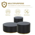 thumbnail image 5 of Williamspace Black Coffee Table 3 Pieces End Table with Gold Rim Bottom Round Wood Side Table Set of 3 for Living Room Bedroom, 5 of 5