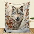 thumbnail image 5 of Luxurious Wolf-Themed Flannel Throw Blanket - Ultra-Soft, Warm & Cozy for Couch, Bed, Office, Travel | Modern HD Digital Print | Versatile All-Season Gift, 5 of 6