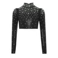 thumbnail image 4 of iixpin Big Girls Hip Hop Streetwear Sparkling Jazz Dance Crop Tops Mock Neck Cheerleading Dancing Clothes Black 16, 4 of 6
