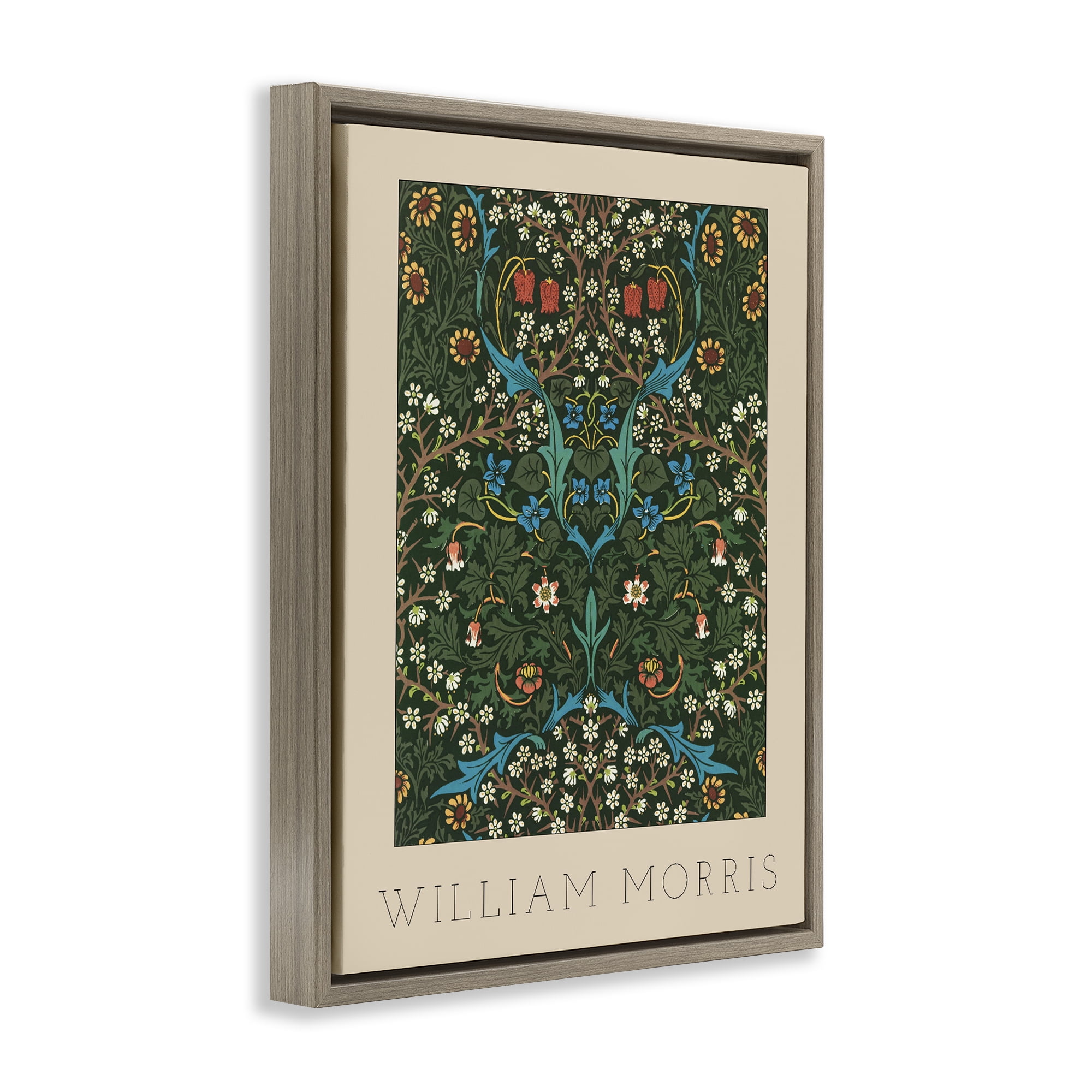 Stupell Industries Ornate Botanicals William Morris Brown Framed Floater Canvas Wall Art, design by Lil' Rue