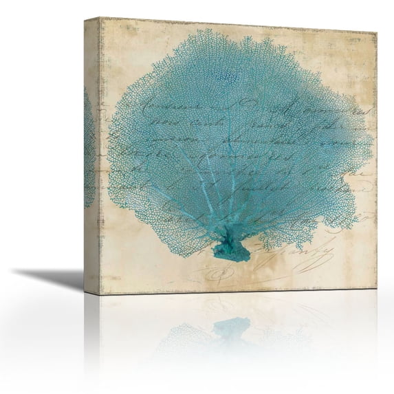 Blue Coral IV - Contemporary Fine Art Giclee on Canvas Gallery Wrap - wall décor - Art painting - 27 x 27 Inch - Ready to Hang