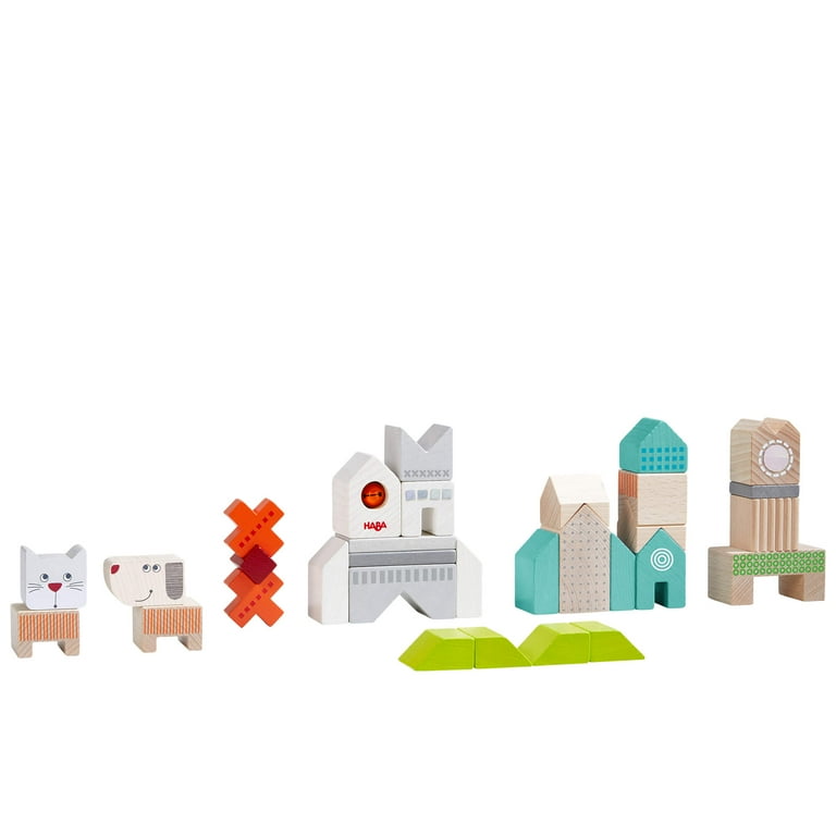 HABA Dog and Cat Building Blocks - 31 Piece Wood Stacking Toy (Made in  Germany)