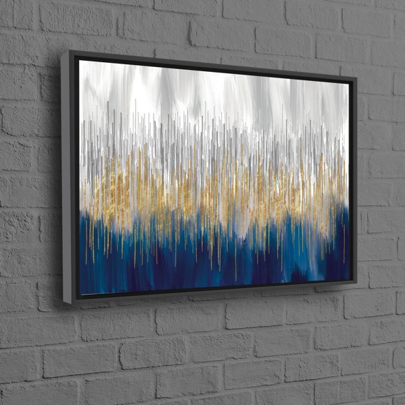 Personalized Golden Lines Wall Art in Navy Blue and Gold with Modern Canvas for A Perfect Gift Idea