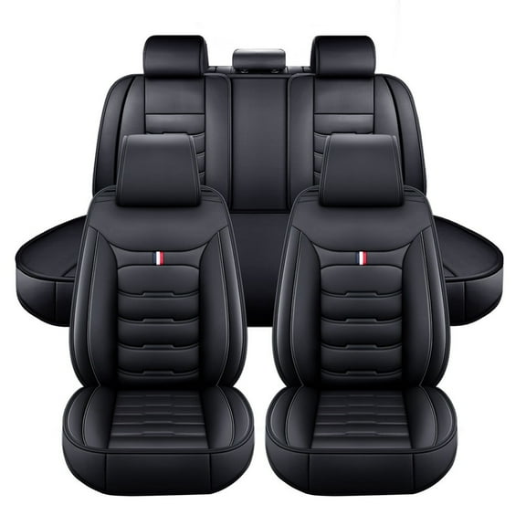 For Chevrolet Car Seat Covers Full Set Leather 5-Seat Front Rear Protector Black