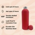 thumbnail image 5 of SuperGeneriX 17oz Matte Finish Stainless Steel Water Bottle | Vacuum Insulated Travel Bottle | 12 hrs Hot & 18 hrs Cold | Smooth Rubber Finish Water Bottle (Red Cherry), 5 of 6