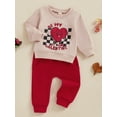 thumbnail image 4 of Elippeo Baby Boys Pants Set, Long Sleeve Crew Neck Letters Heart Print Sweatshirt with Elastic Waist Sweatpants Valentine’s Day Outfit 3 6 12 18 24 Months 3 Years, 4 of 9