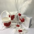 thumbnail image 2 of Liga de dama de honor, cesta de satén para niña de las flores, almohada, libro de invitados para fiesta rojo, 2 of 6
