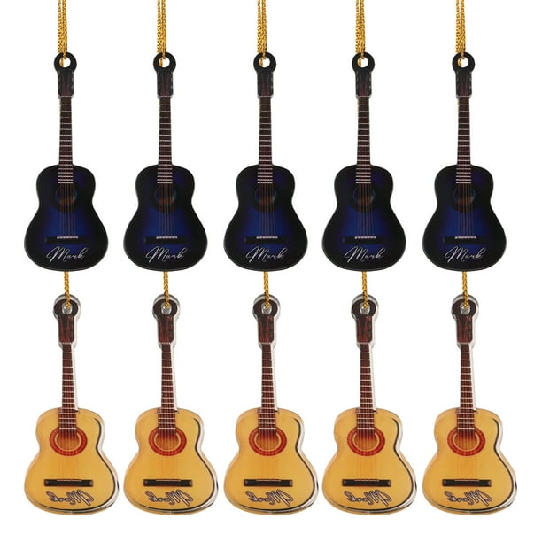 10 Uds. De instrumentos en miniatura de Navidad, modelo de Mini guitarra DIY, decoraciones de guitarra para árbol de Navidad